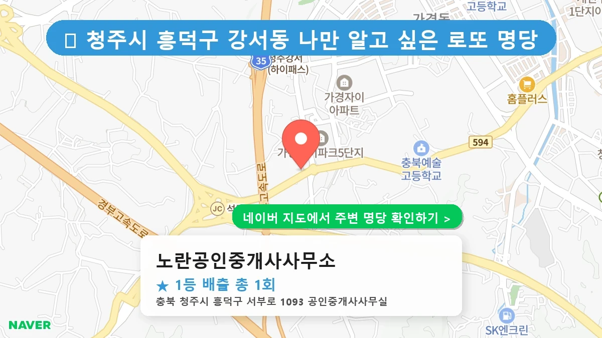 제1222회 청주시 강서동 로또 명당 노란공인중개사사무소 위치 및 상세정보