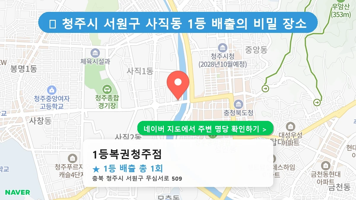 제1238회 청주시 사직동 로또 명당 1등복권청주점 위치 및 상세정보