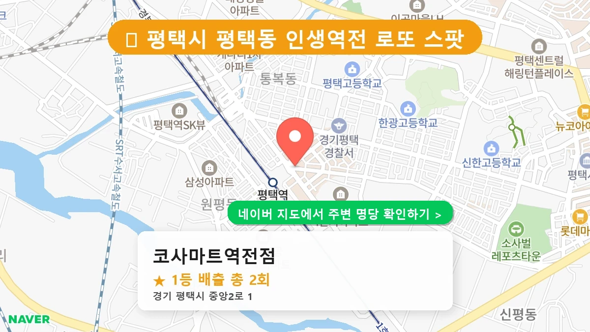 제1187회 평택시 평택동 로또 명당 코사마트역전점 위치 및 상세정보