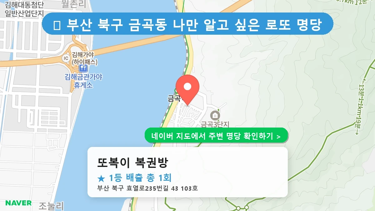 제1235회 북구 금곡동 로또 명당 또복이 복권방 위치 및 상세정보