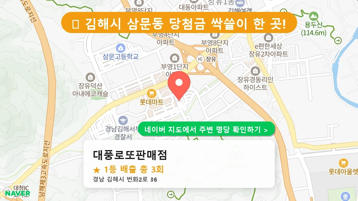 제1187회 김해시 삼문동 로또 명당 대풍로또판매점 위치 및 상세정보