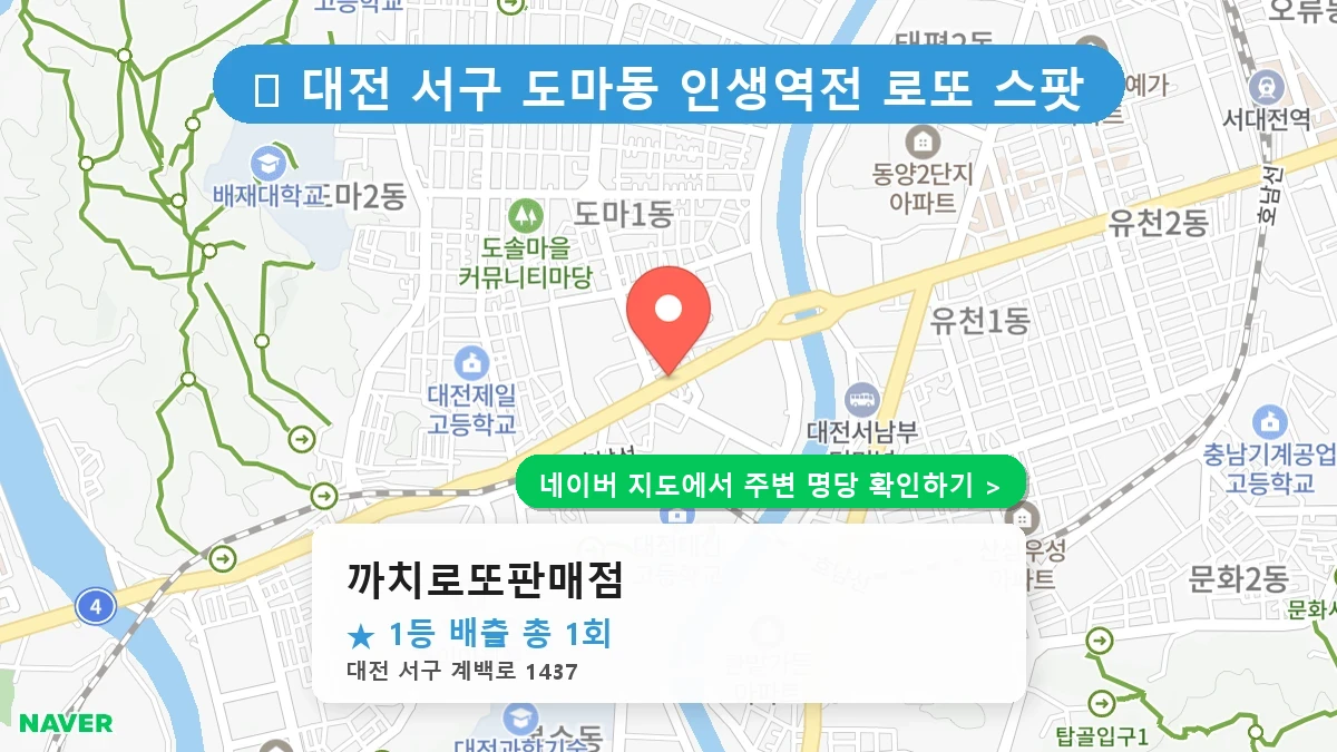 제1221회 서구 도마동 로또 명당 까치로또판매점 위치 및 상세정보