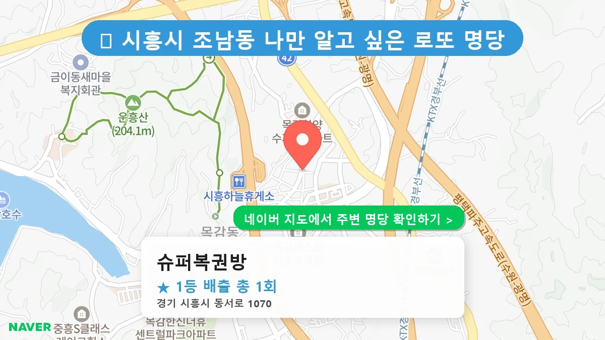 제1233회 시흥시 조남동 로또 명당 슈퍼복권방 위치 및 상세정보
