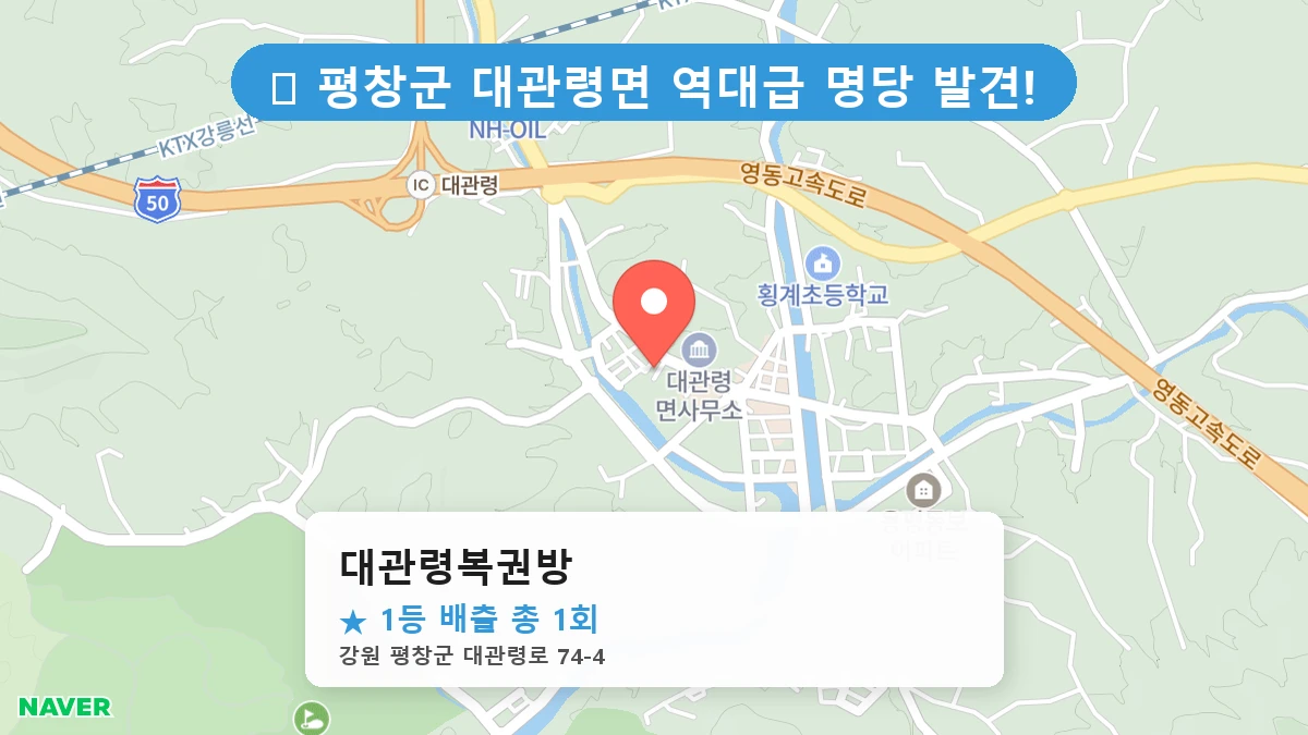 제1218회 평창군 대관령면 로또 명당 대관령복권방 위치 및 상세정보