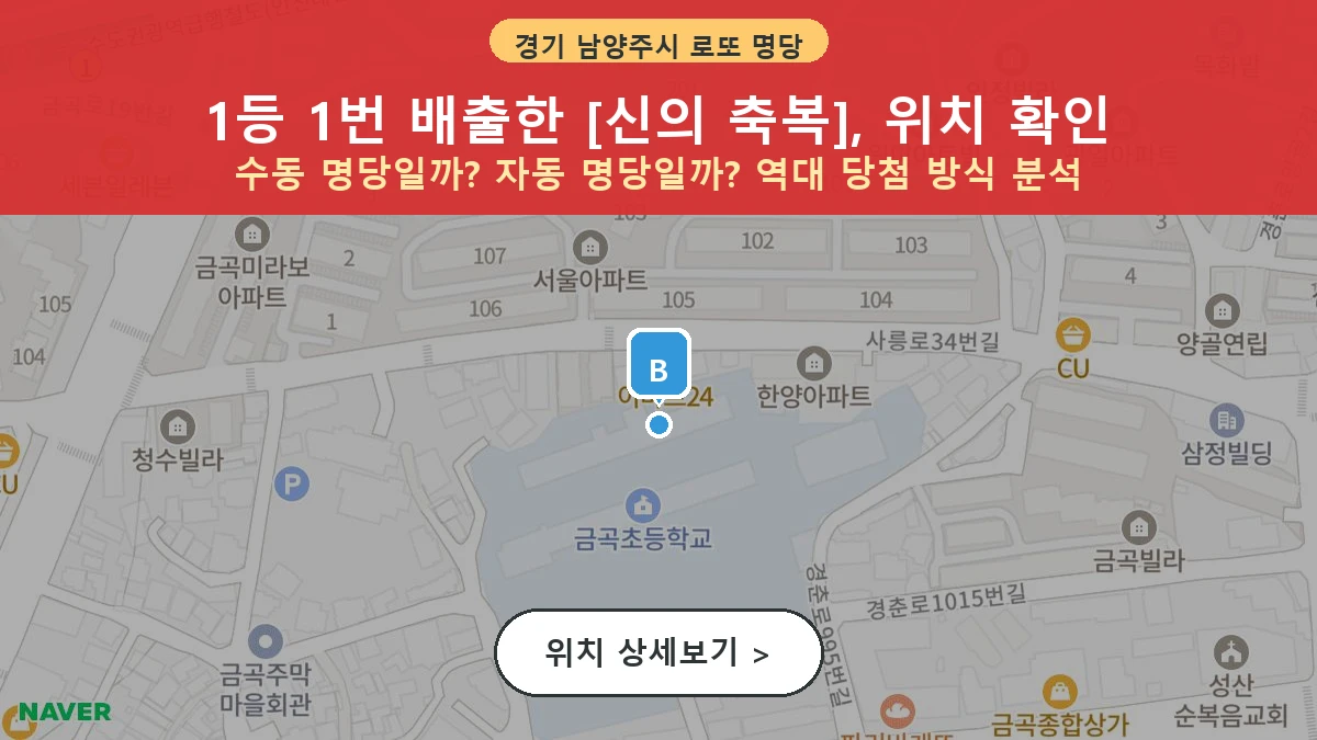 제1210회 남양주시 금곡동 로또 명당 신의 축복 위치 및 상세정보