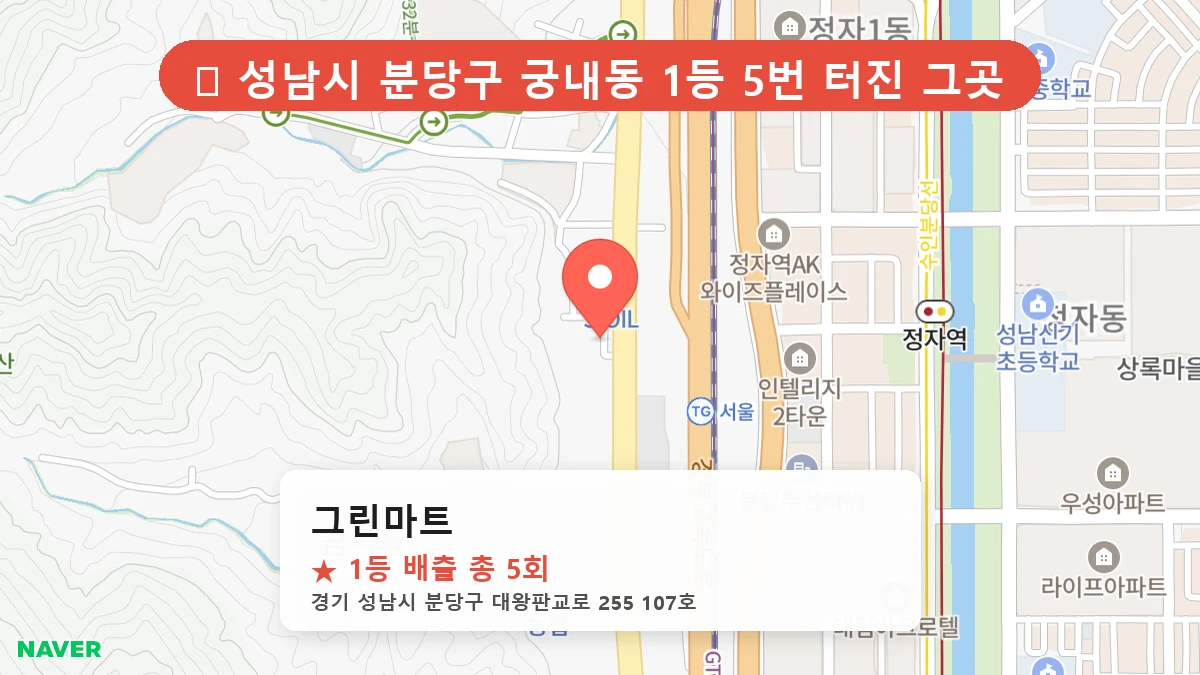 제1197회 성남시 궁내동 로또 명당 그린마트 위치 및 상세정보