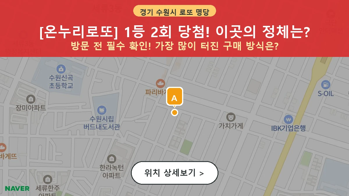 제1199회 수원시 세류동 로또 명당 온누리로또 위치 및 상세정보