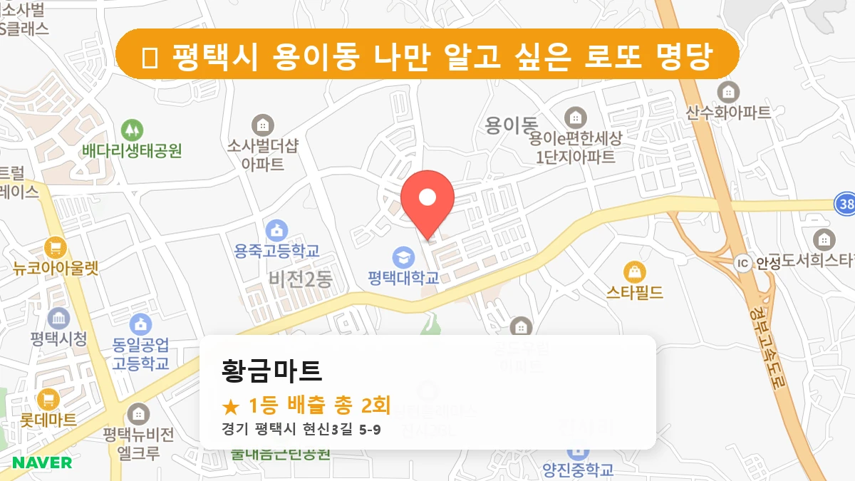 제1194회 평택시 용이동 로또 명당 황금마트 위치 및 상세정보