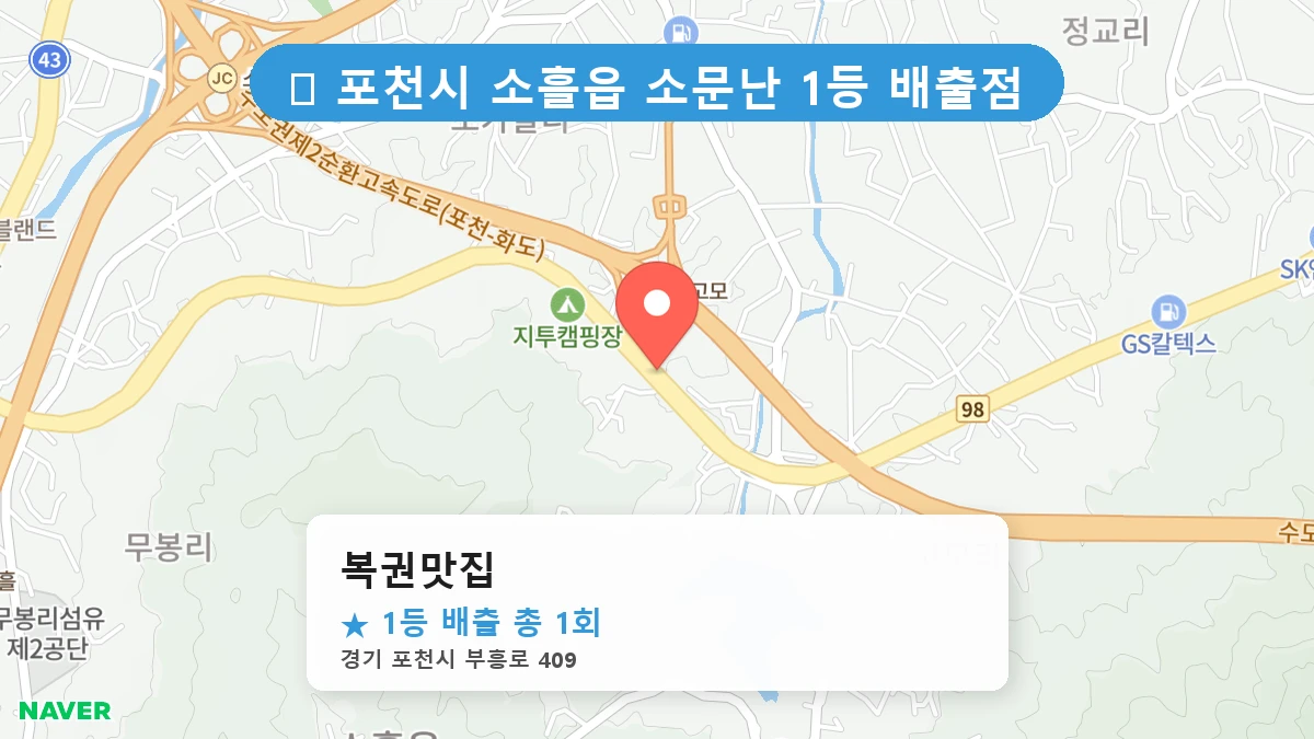 제1218회 포천시 소흘읍 로또 명당 복권맛집 위치 및 상세정보