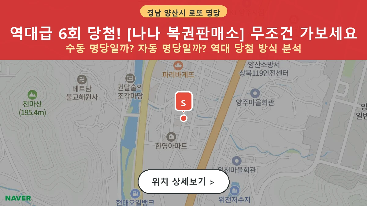 제1211회 양산시 상북면 로또 명당 나나 복권판매소 위치 및 상세정보