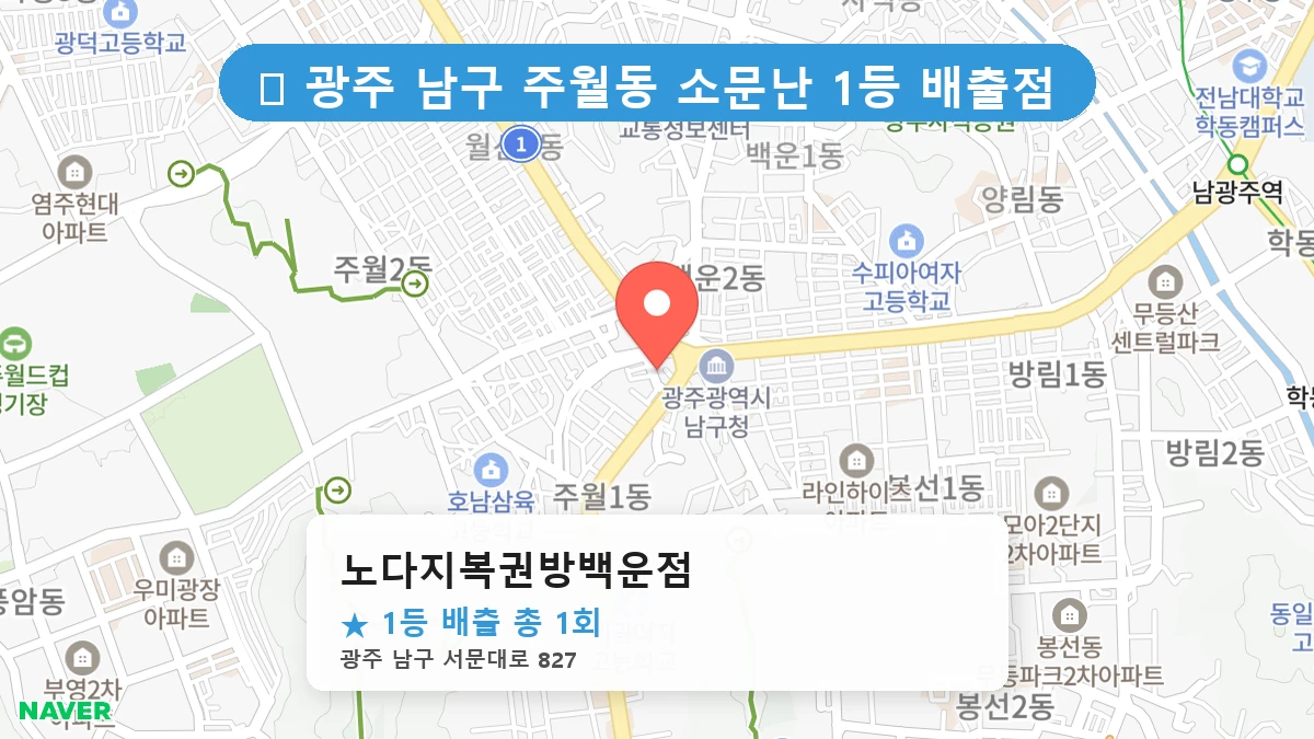 제1219회 남구 주월동 로또 명당 노다지복권방백운점 위치 및 상세정보