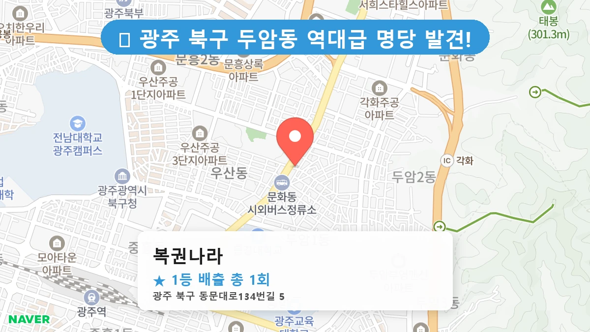 제1217회 북구 두암동 로또 명당 복권나라 위치 및 상세정보