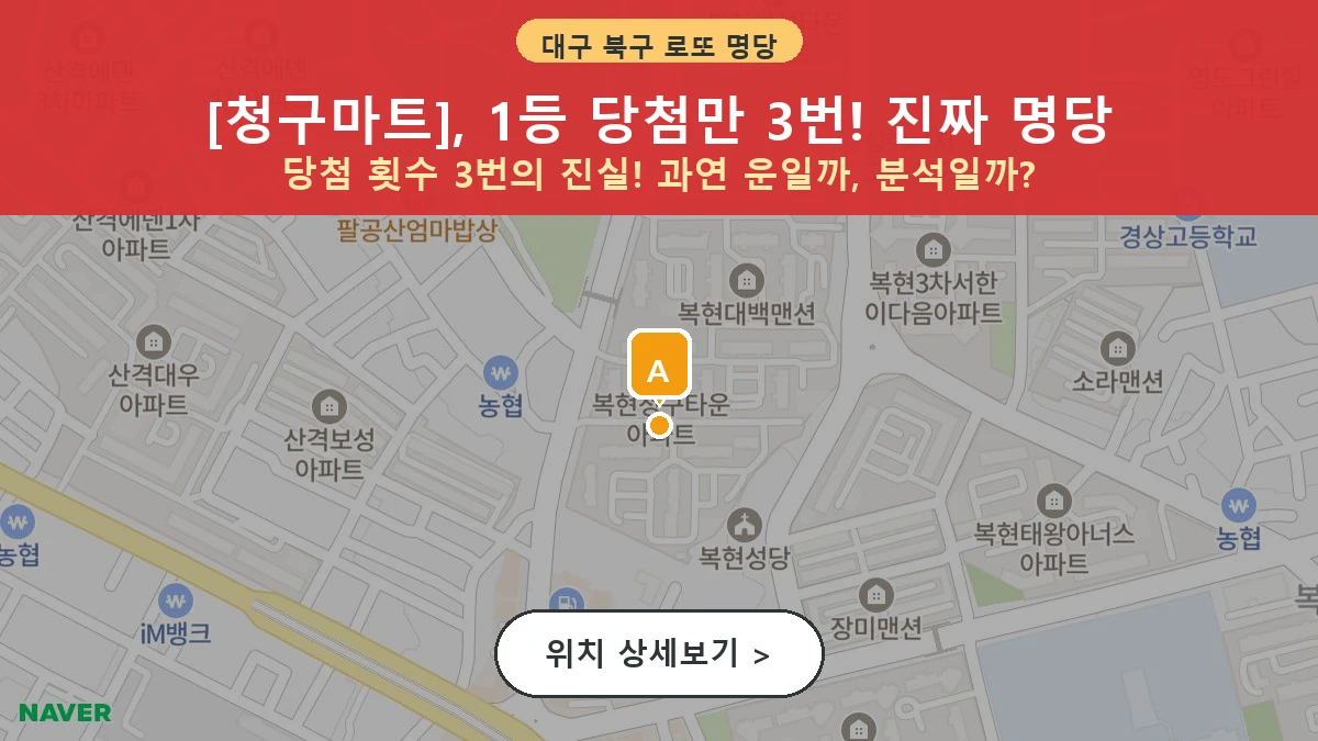 제1209회 북구 복현동 로또 명당 청구마트 위치 및 상세정보