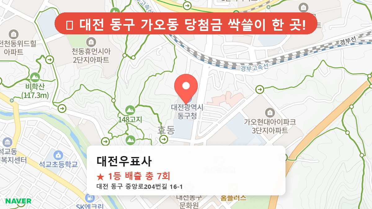 제1217회 동구 가오동 로또 명당 대전우표사 위치 및 상세정보