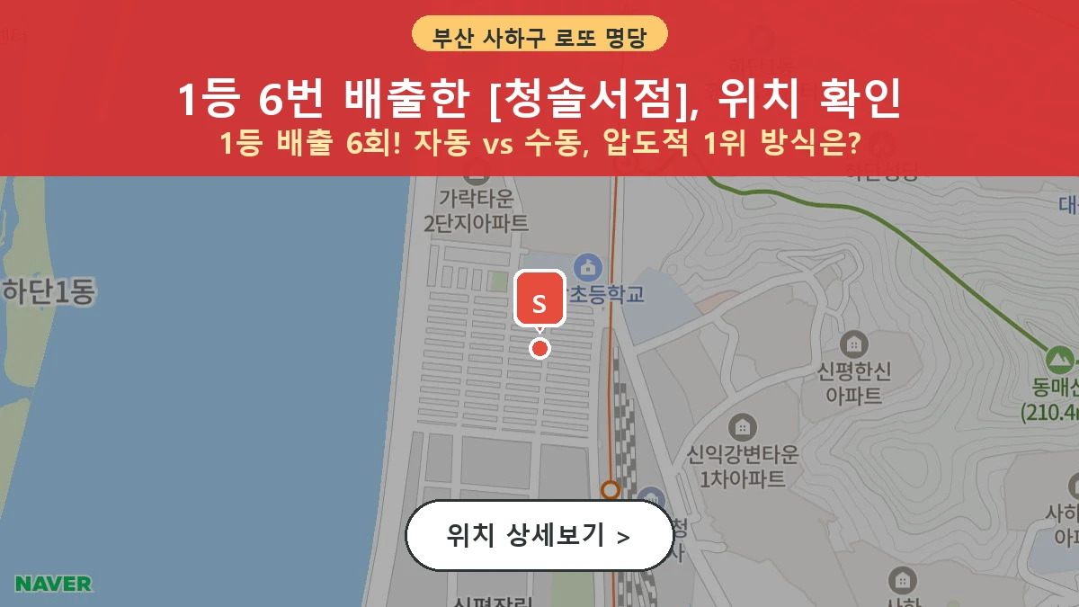 제1206회 사하구 신평동 로또 명당 청솔서점 위치 및 상세정보