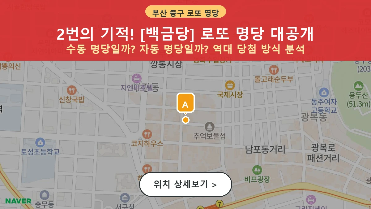 제1201회 중구 부평동1가 로또 명당 백금당 위치 및 상세정보