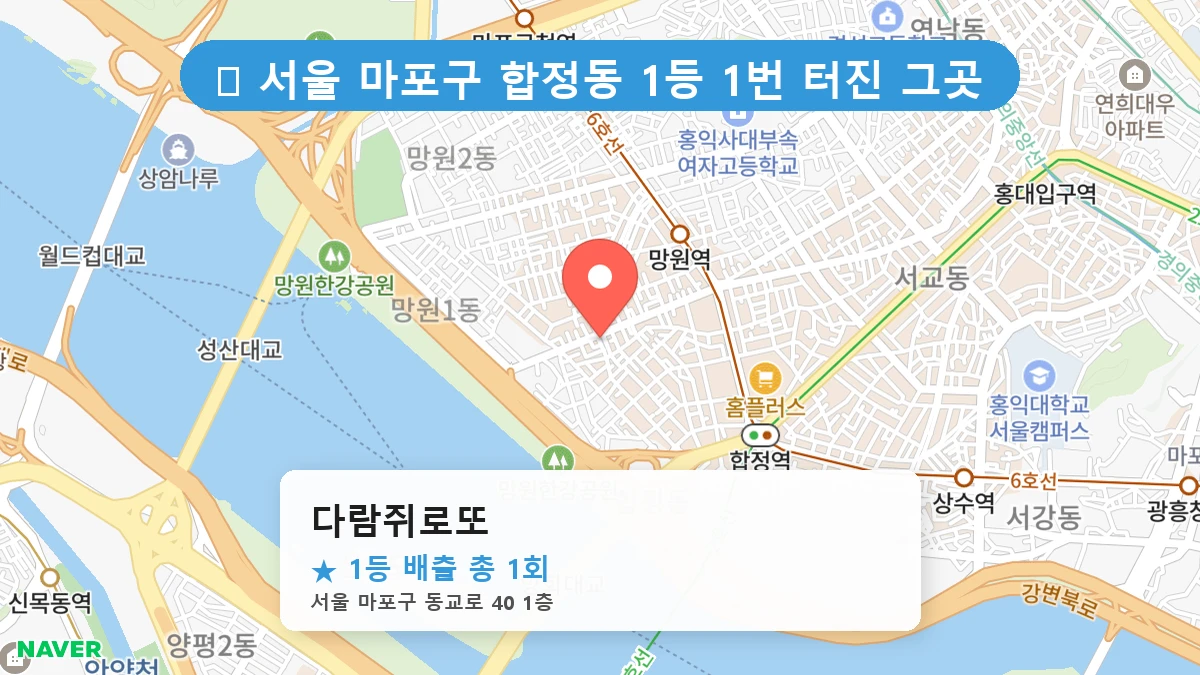 제1197회 마포구 합정동 로또 명당 다람쥐로또 위치 및 상세정보