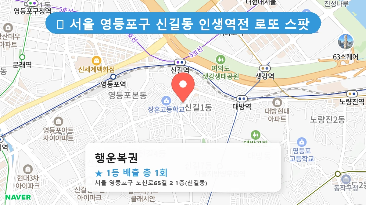 제1193회 영등포구 신길동 로또 명당 행운복권 위치 및 상세정보