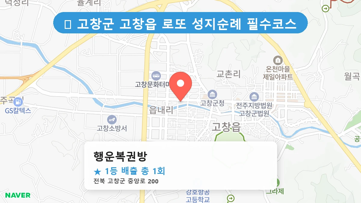 제1196회 고창군 고창읍 로또 명당 행운복권방 위치 및 상세정보