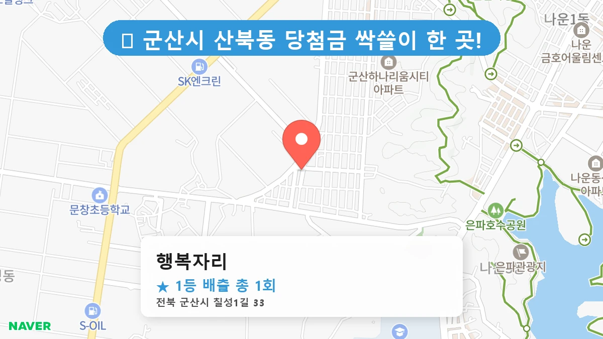 제1195회 군산시 산북동 로또 명당 행복자리 위치 및 상세정보