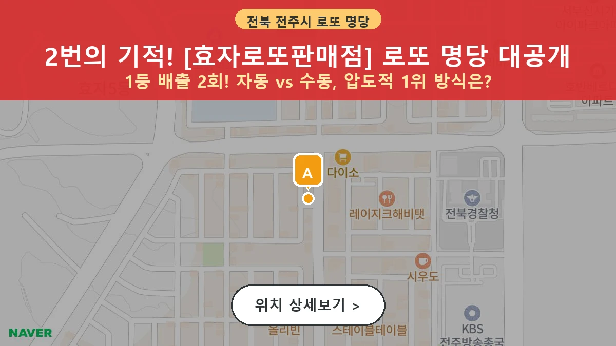 제1198회 전주시 효자동3가 로또 명당 효자로또판매점 위치 및 상세정보