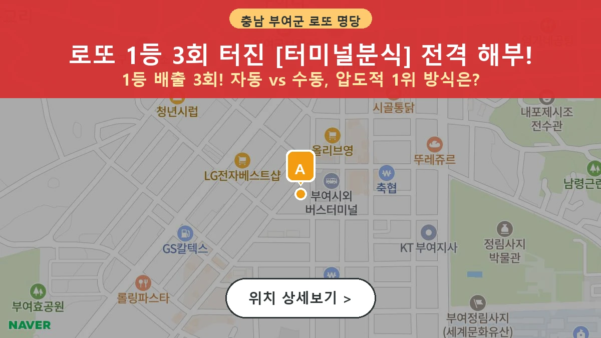 제1207회 부여군 부여읍 로또 명당 터미널분식 위치 및 상세정보