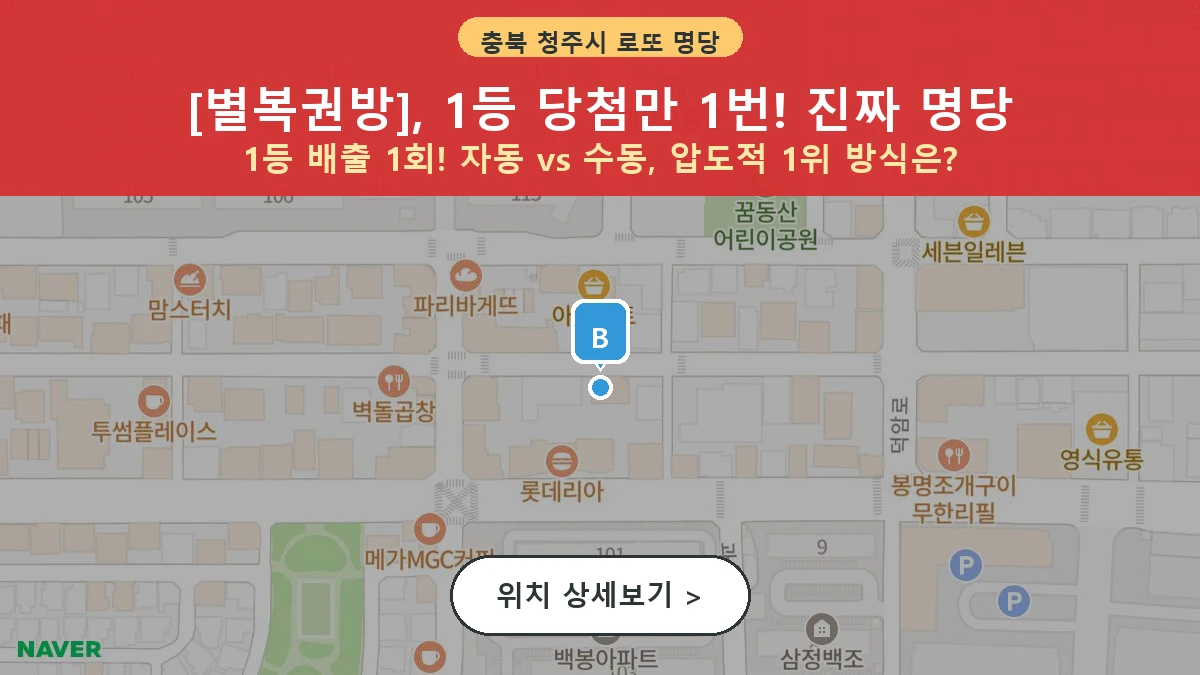 제1205회 청주시 봉명동 로또 명당 별복권방 위치 및 상세정보