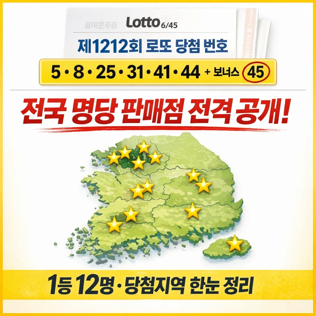 제1212회 로또 당첨번호 1등 판매점 판매 지역 1