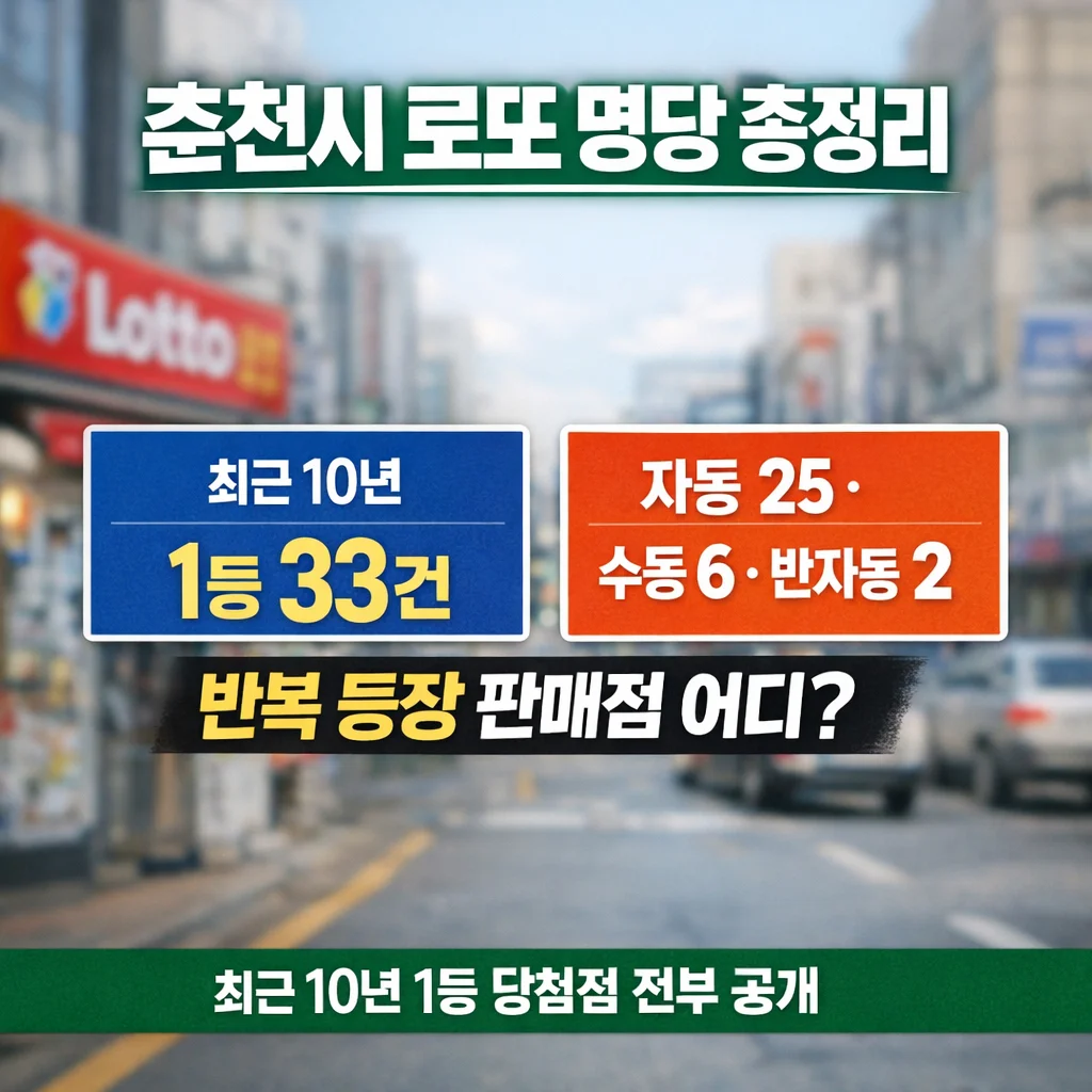 춘천 로또 명당 1등 판매점 자동 수동 통계