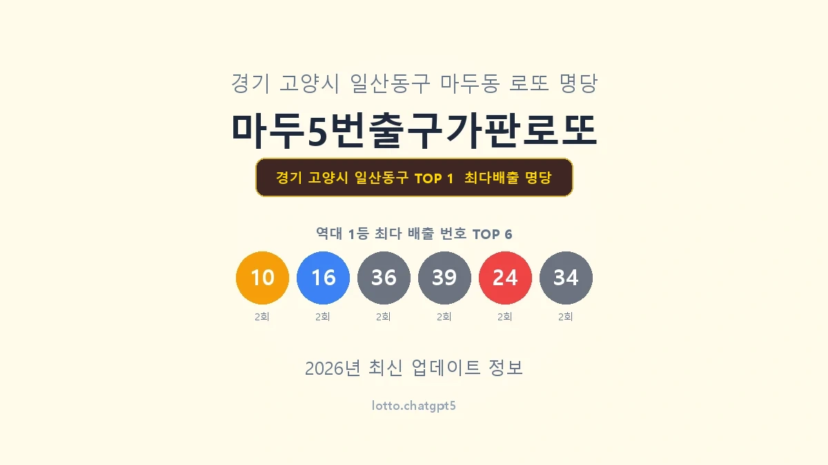 경기 고양시 일산동구 로또 1등 명당