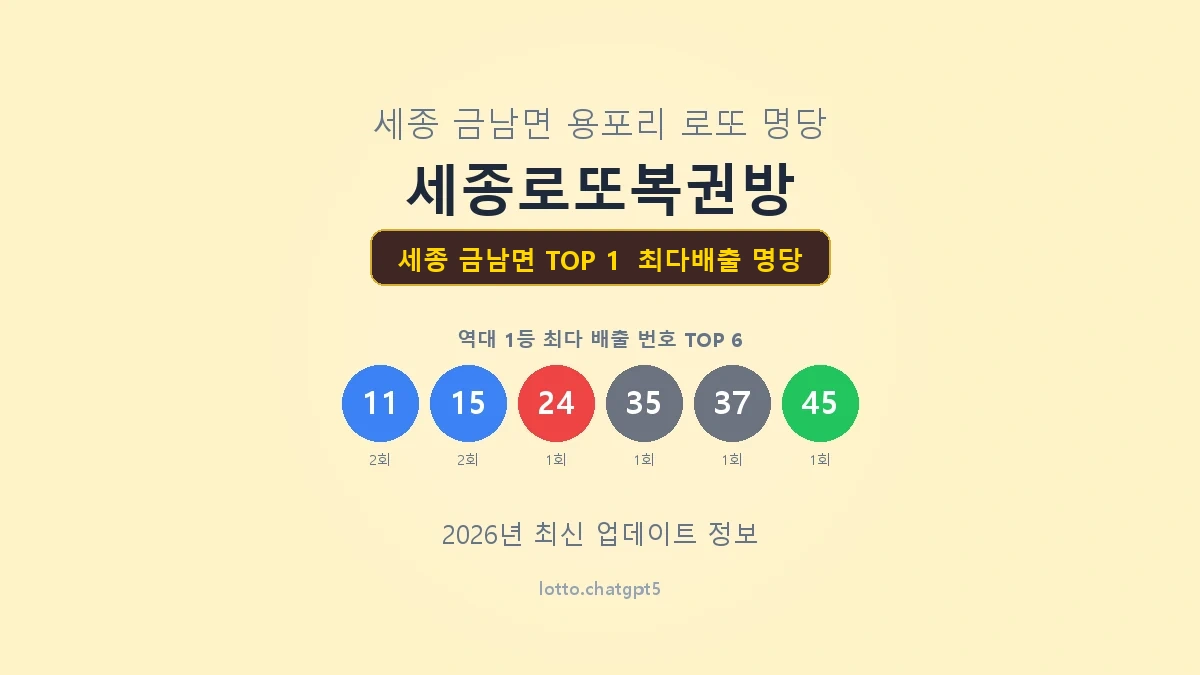 세종 금남면 로또 1등 명당