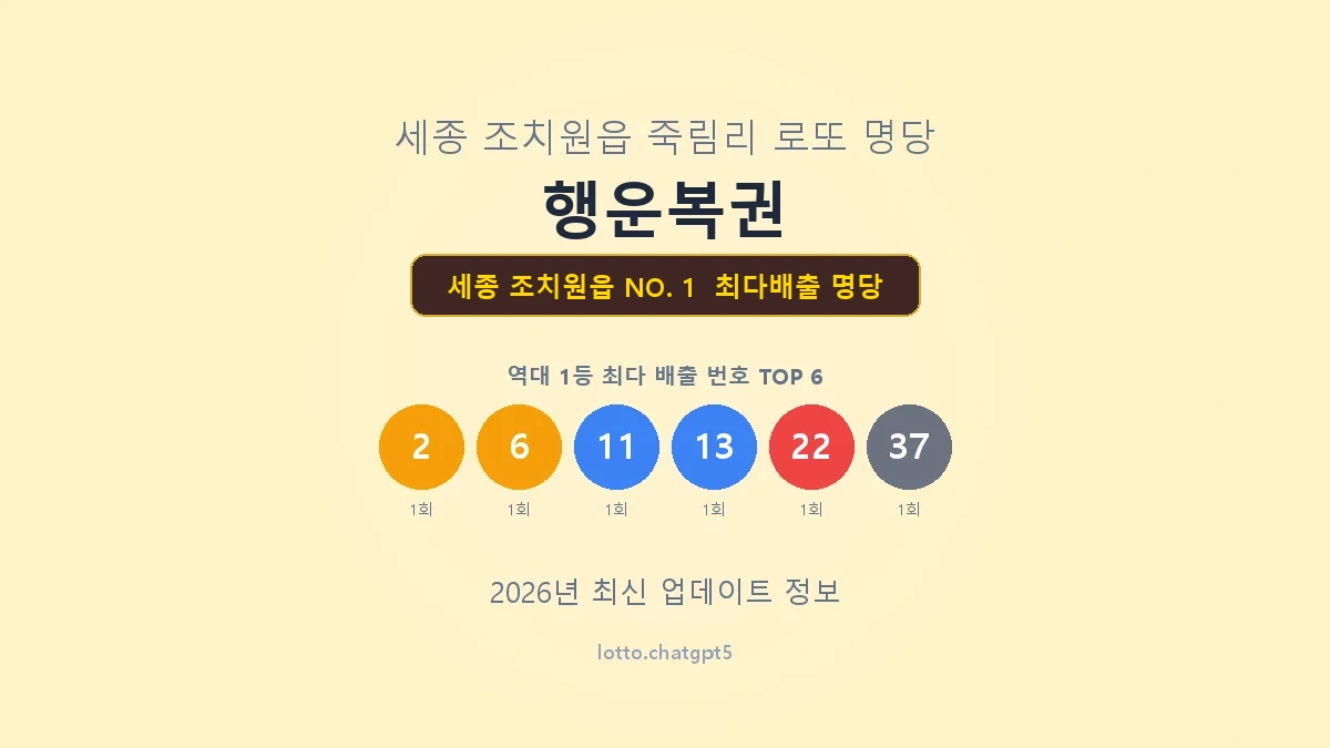 세종 조치원읍 로또 1등 명당
