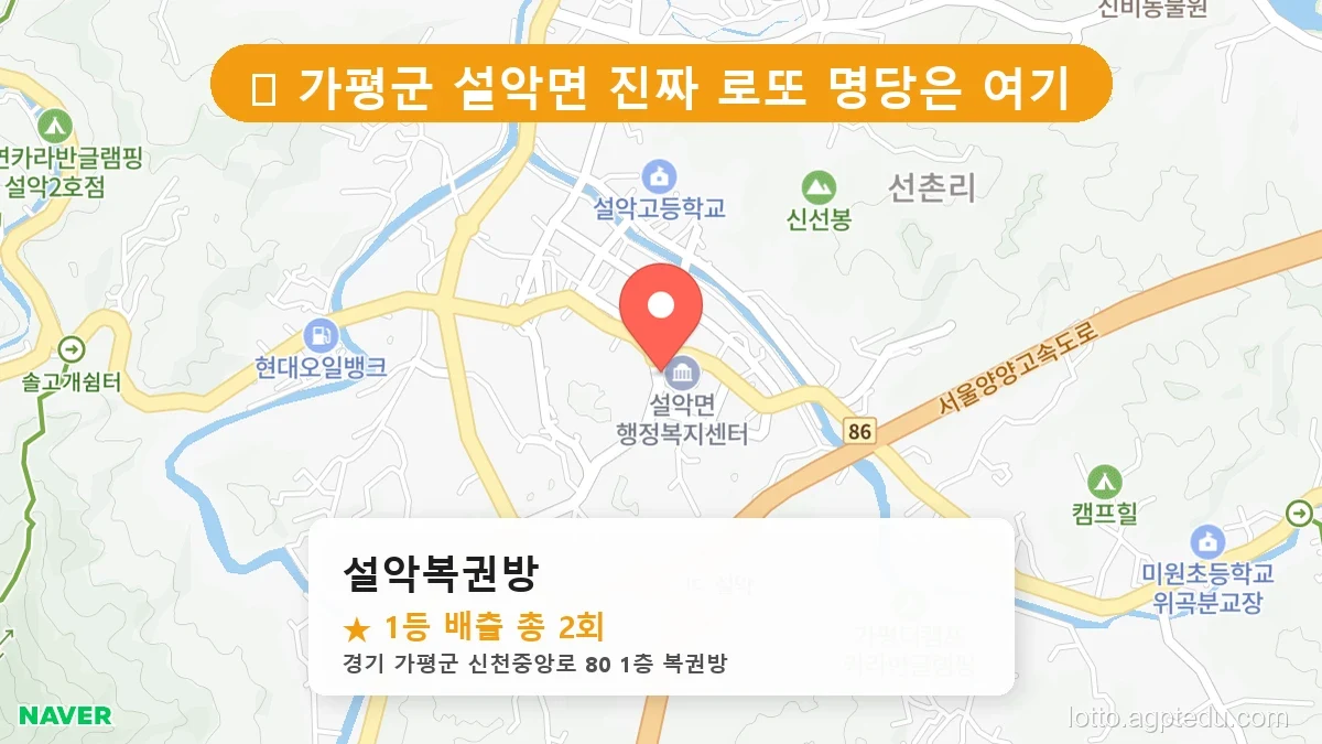 [2026 경기 가평군 설악면 로또 명당 BEST] 당첨 기운 가득한 판매점 총정리