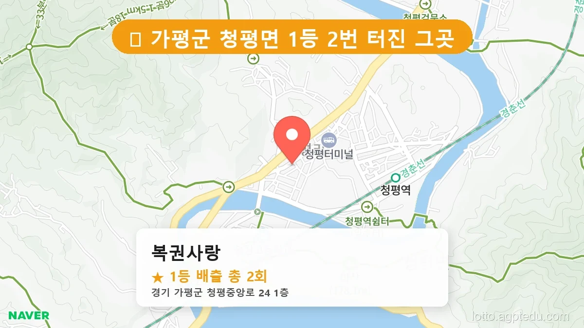 [2026 경기 가평군 청평면 로또 명당 BEST 2] 이번 주 당첨 주인공이 나올 명당은?