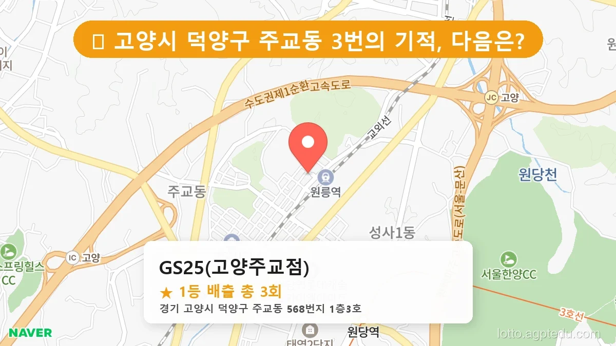 [2026 경기 고양시 덕양구 주교동 로또 명당 BEST 3] 줄 서서 사는 판매점 상세 정보 확인