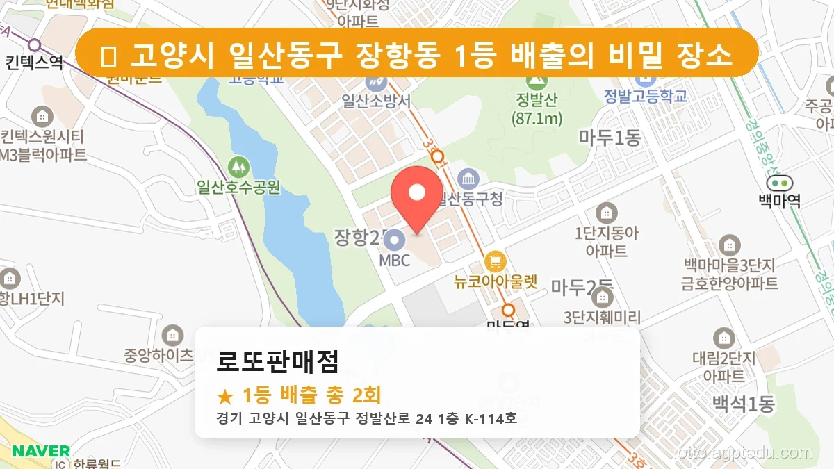 [2026 경기 고양시 일산동구 장항동 로또 명당 BEST 7] 줄 서서 사는 판매점 상세 정보 확인