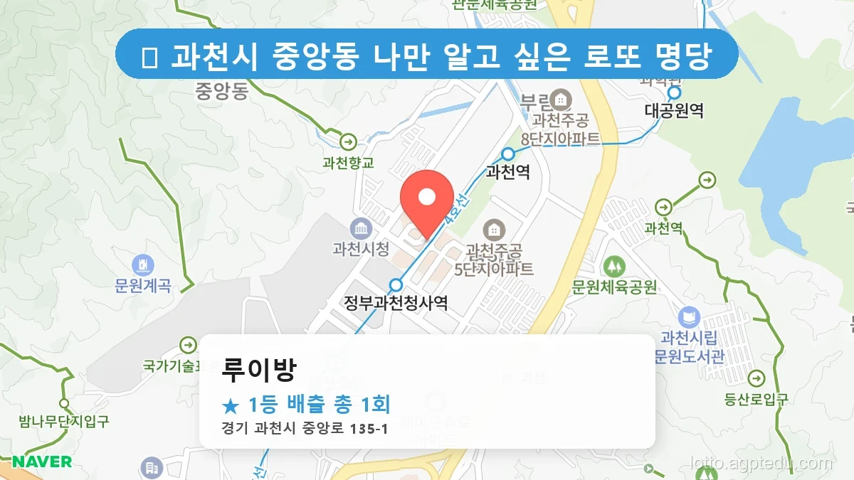 [2026 경기 과천시 중앙동 로또 명당 BEST] 인생 역전을 꿈꾼다면 필수 확인점