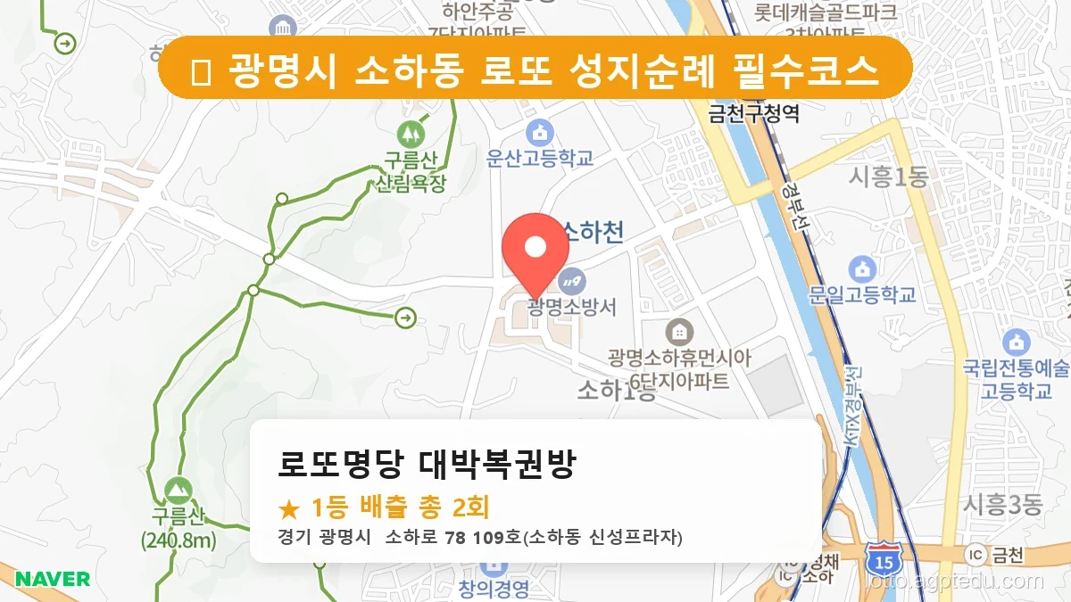 [2026 경기 광명시 소하동 로또 명당 BEST 6] 역대 1등 당첨 위치 및 순위 공개