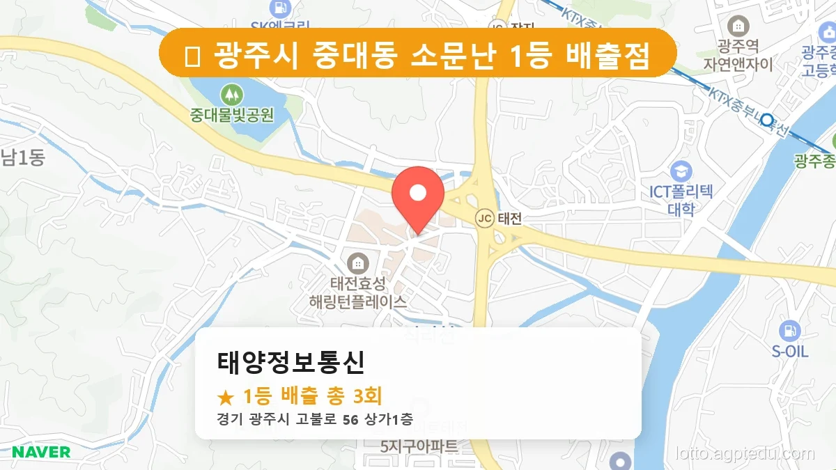 [2026 경기 광주시 중대동 로또 명당 BEST] 역대 1등 당첨 위치 및 순위 공개