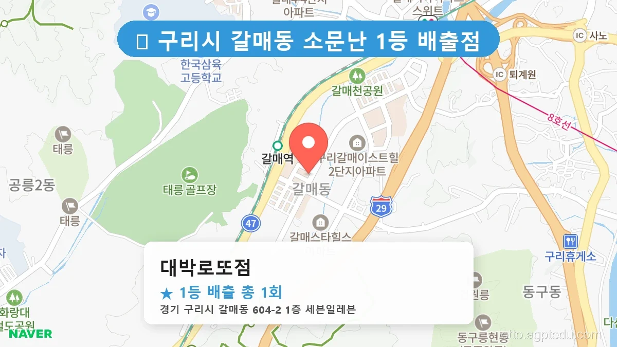 경기 구리시 갈매동 갈매동 로또 명당 대박로또점 1등 당첨 배출점 전경