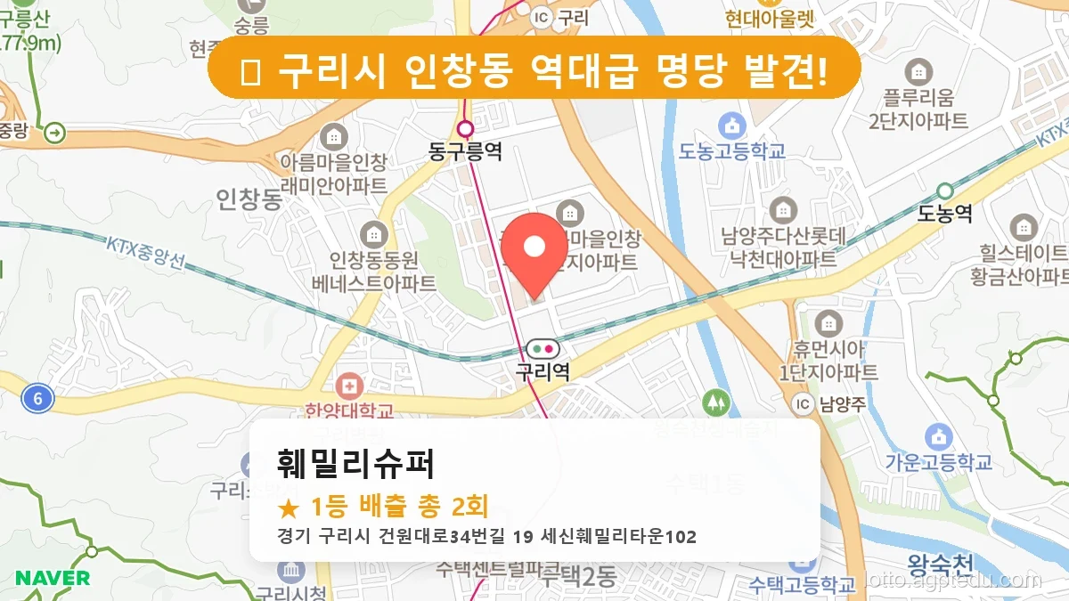 [2026 경기 구리시 인창동 로또 명당 BEST 4] 명당 지도와 당첨 비율 상세 분석