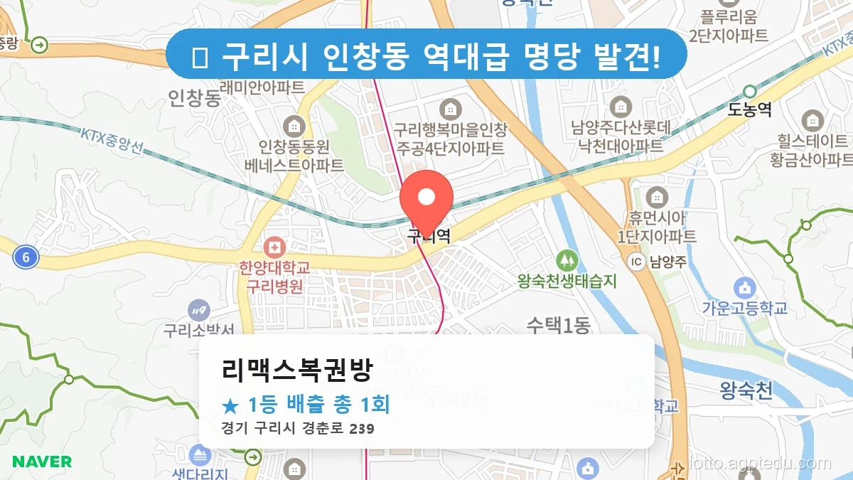 경기 구리시 인창동 인창동 로또 명당 리맥스복권방 1등 당첨 배출점 전경