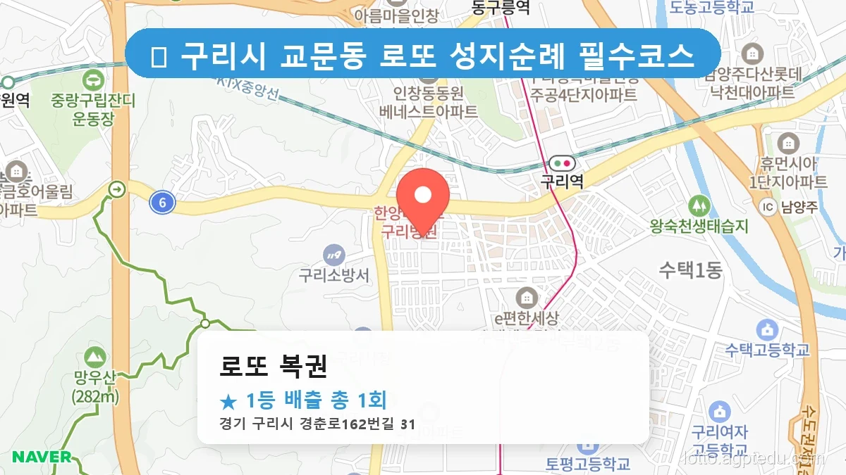 [2026 경기 구리시 교문동 로또 명당 BEST 3] 1등 배출 판매점 리스트 완벽 정리