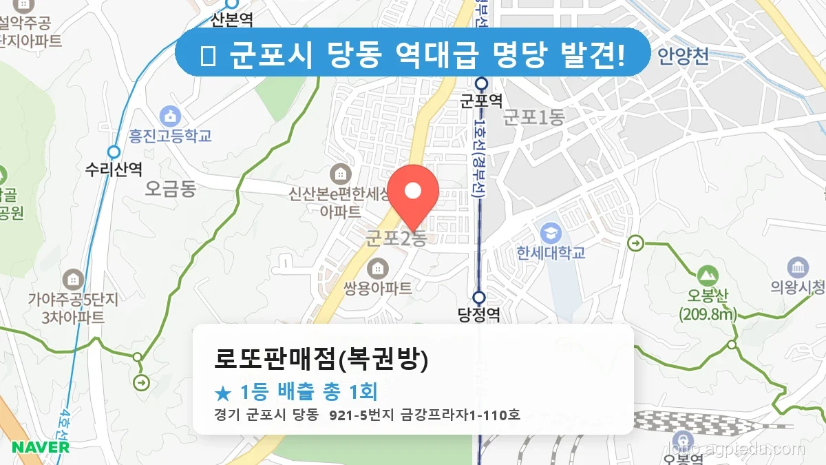 경기 군포시 당동 당동 로또 명당 로또판매점(복권방) 1등 당첨 배출점 전경