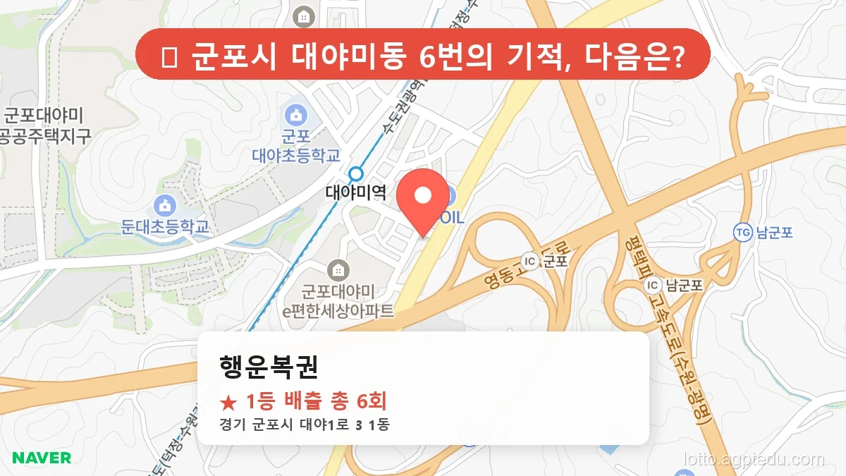 [2026 경기 군포시 대야미동 로또 명당 BEST] 1등 배출 판매점 리스트 완벽 정리
