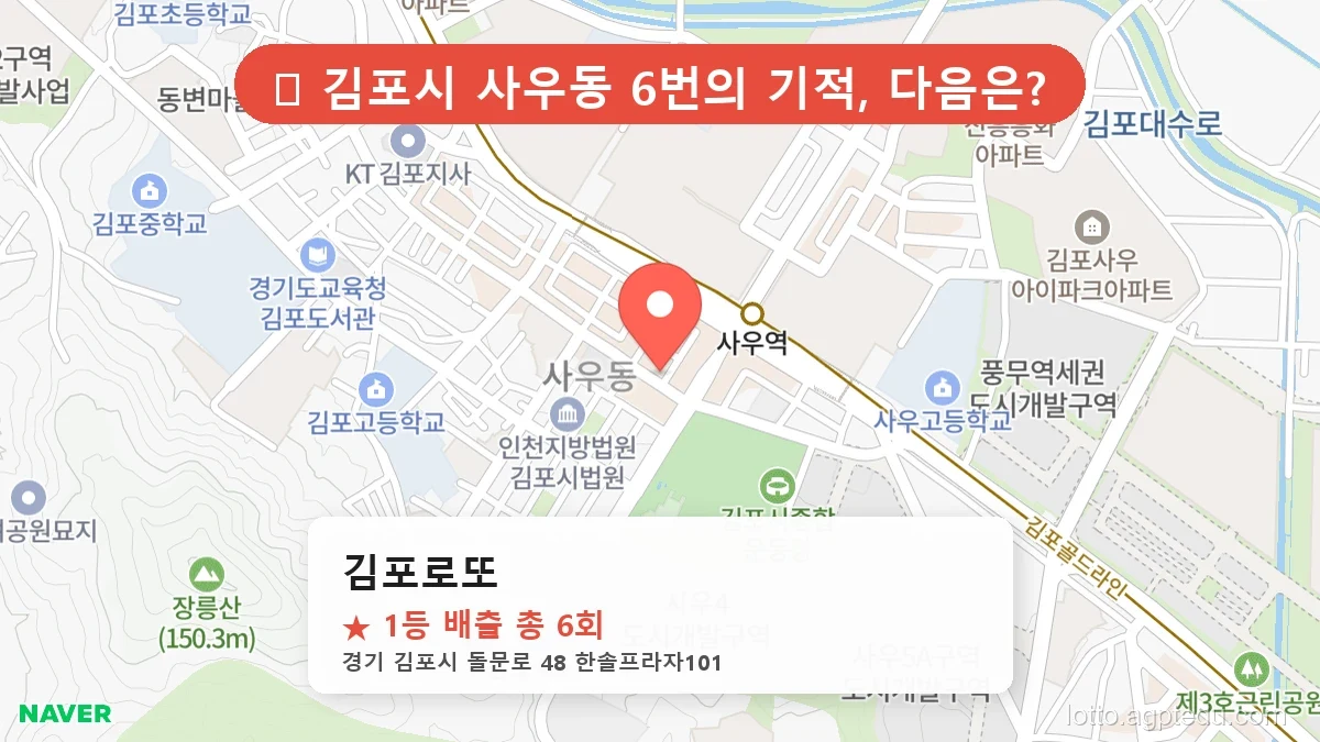 [2026 경기 김포시 사우동 로또 명당 BEST 4] 당첨 기운 가득한 판매점 총정리
