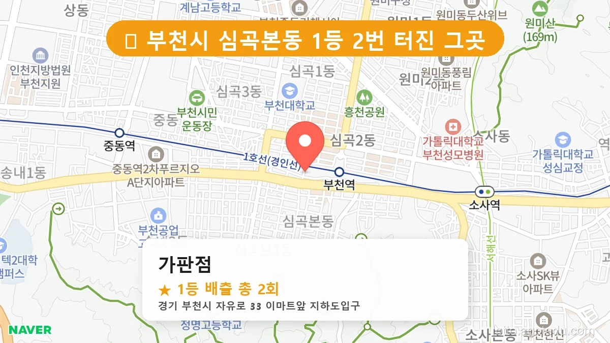 [2026 경기 부천시 심곡본동 로또 명당 BEST 4] 줄 서서 사는 판매점 상세 정보 확인