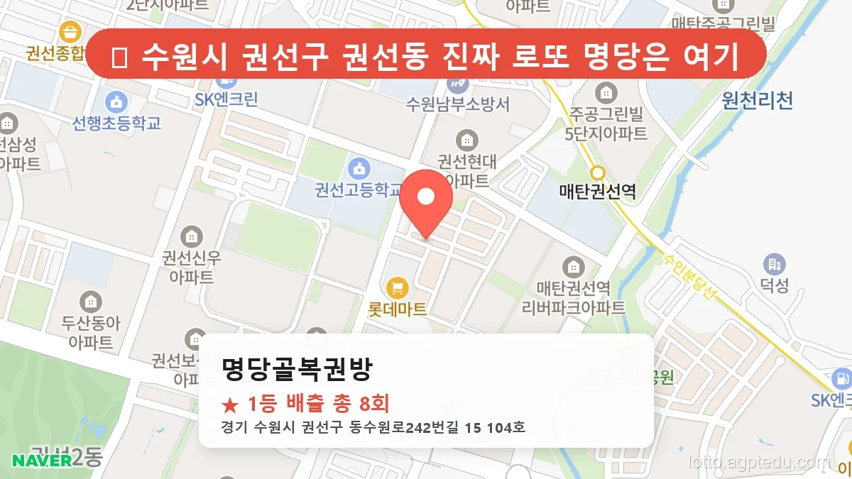 [2026 경기 수원시 권선구 로또 명당 TOP 10] 1등 최다 배출 판매점 리스트 완벽 정리