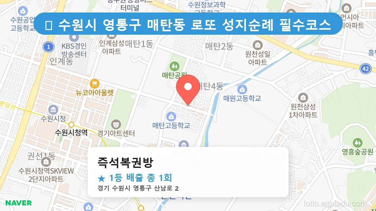 제1213회 수원시 매탄동 로또 명당 즉석복권방 위치 및 상세정보
