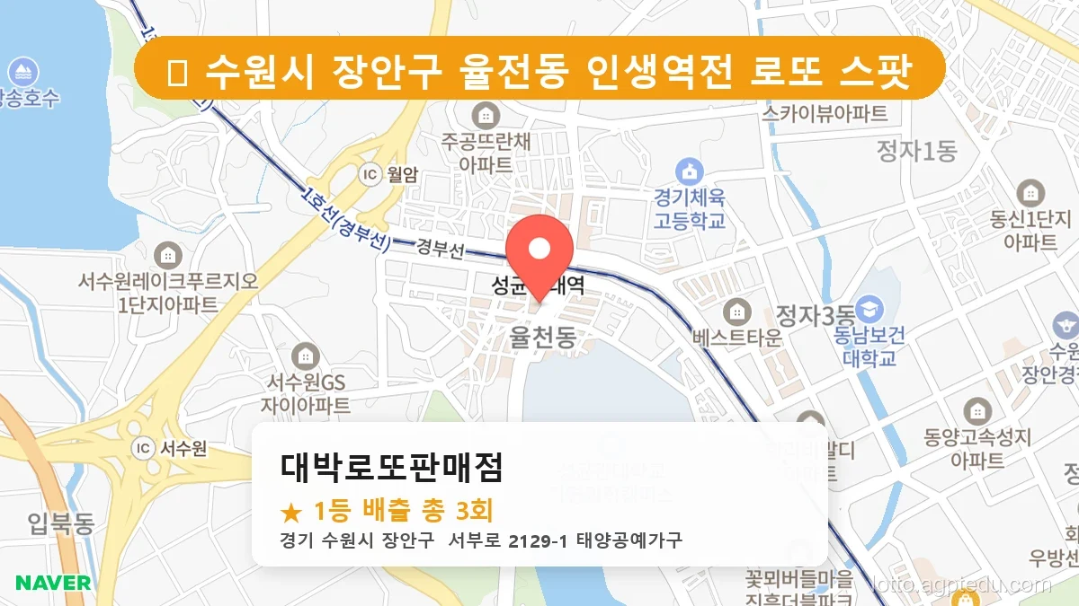 [2026 경기 수원시 장안구 율전동 로또 명당 BEST 5] 데이터로 본 당첨 확률 높은 매장 추천